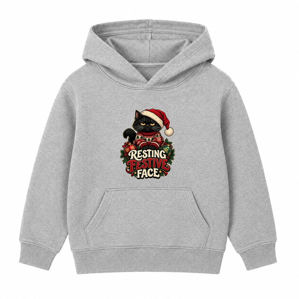 Resting Festive Face adult Christmas hoodie - Heather Grey