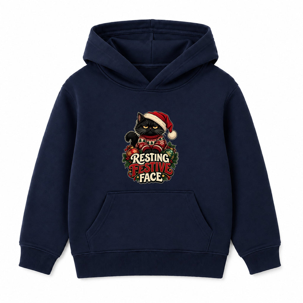 Resting Festive Face adult Christmas hoodie - Navy
