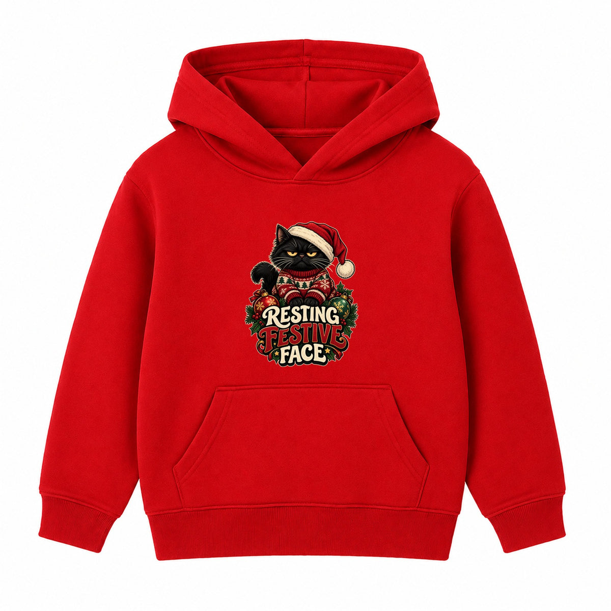 Resting Festive Face adult Christmas hoodie - Red