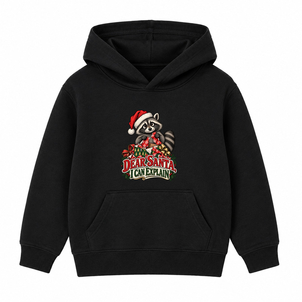 Dear Santa I Can Explain adult Christmas hoodie - Black