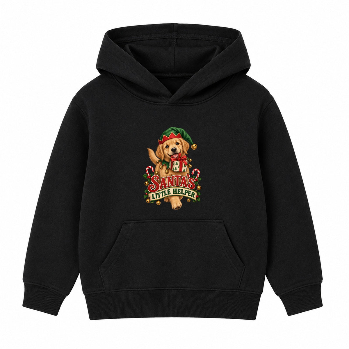 Santa's Little Helper kids Christmas hoodie - Black