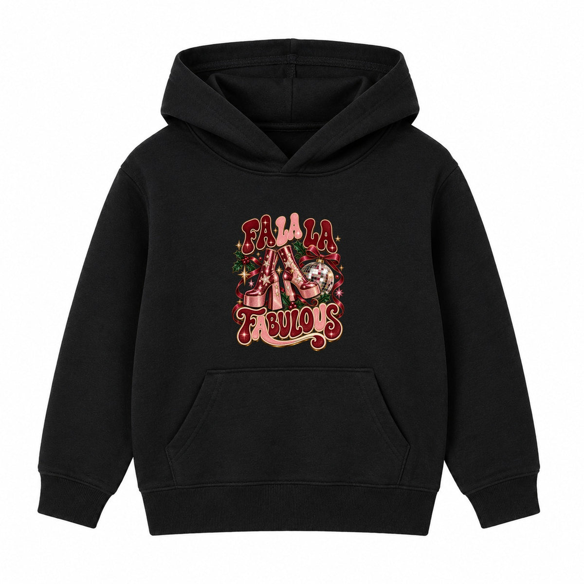 Fa La La Fabulous adult Christmas hoodie - Black