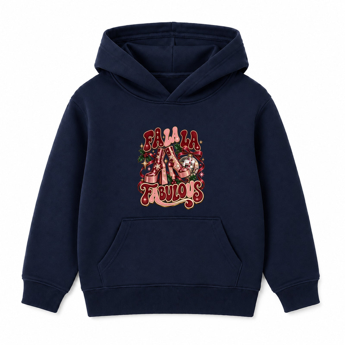 Fa La La Fabulous adult Christmas hoodie - Navy