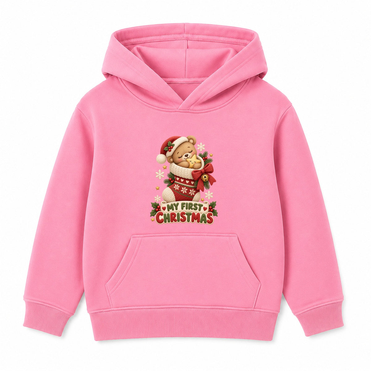 My First Christmas kids Christmas hoodie - Pink