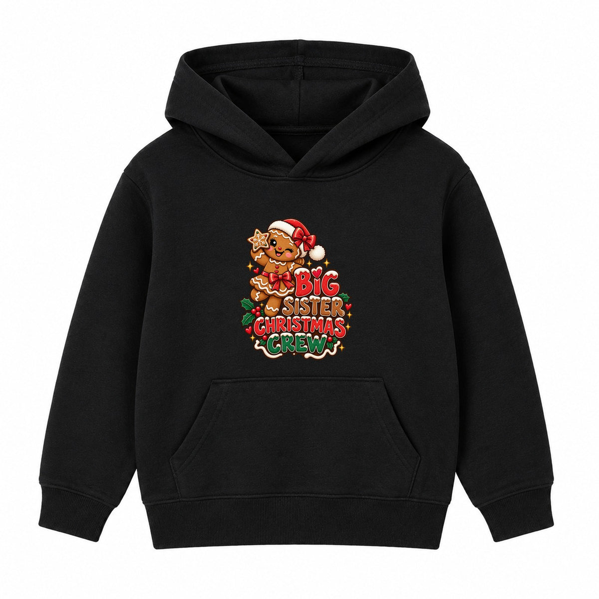Big Sister Christmas Crew kids Christmas hoodie - Black