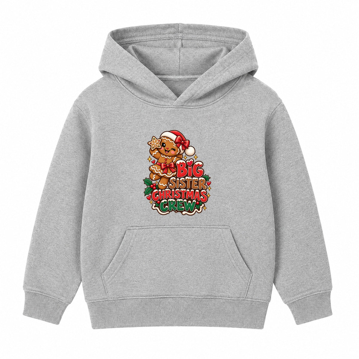 Big Sister Christmas Crew kids Christmas hoodie - Heather Grey