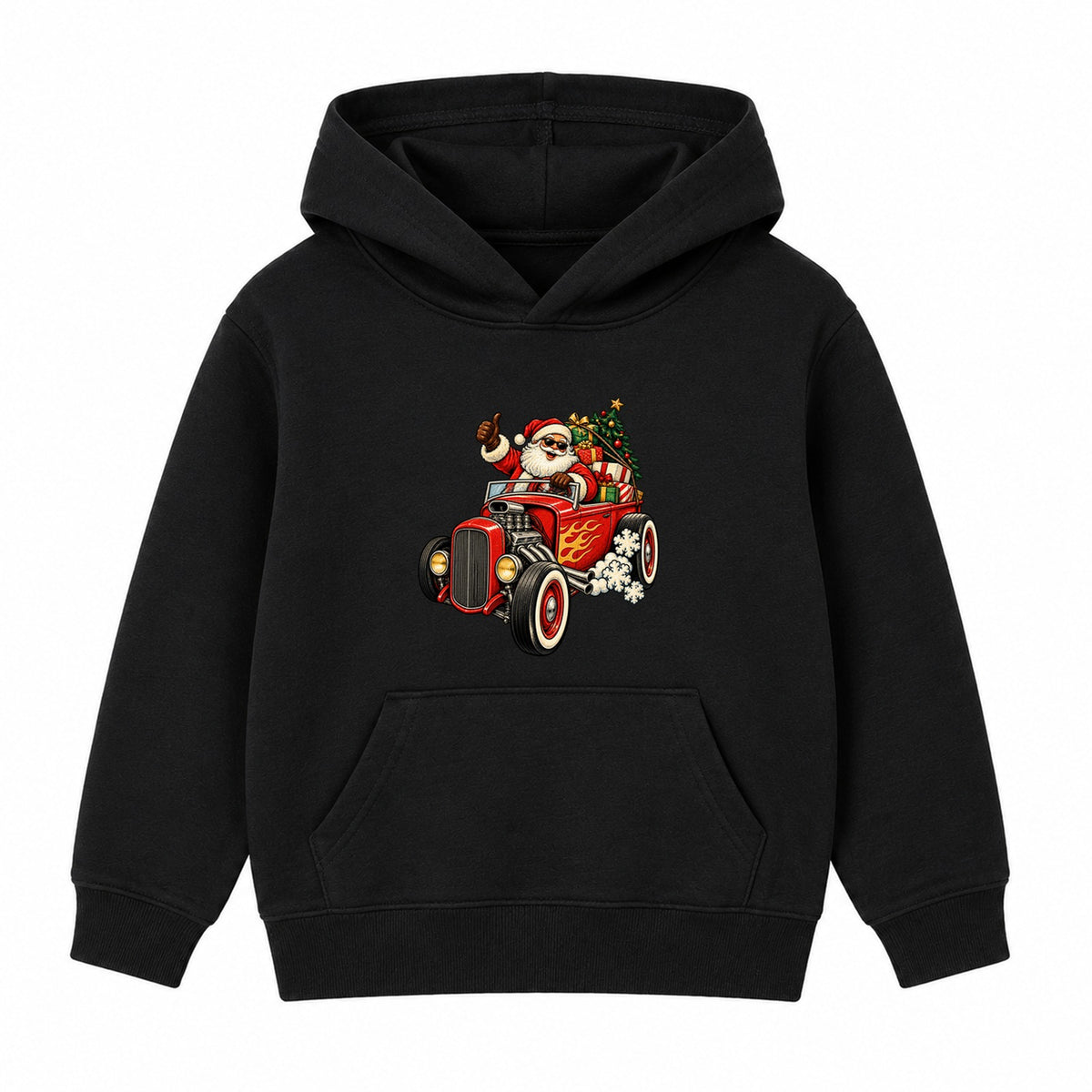 Santa Hot Rod adult Christmas hoodie - Black