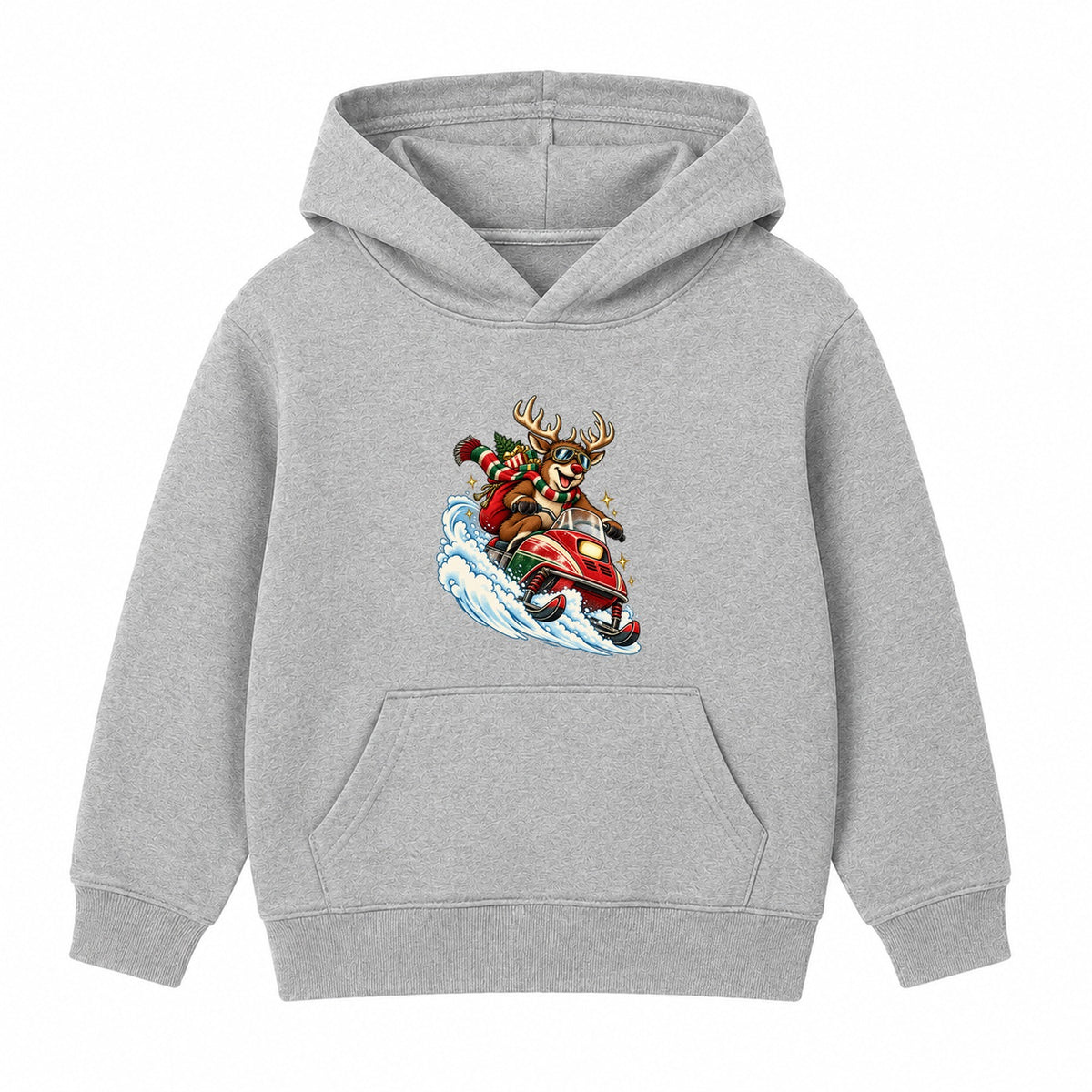 Reindeer Snowmobile kids Christmas hoodie - Heather Grey