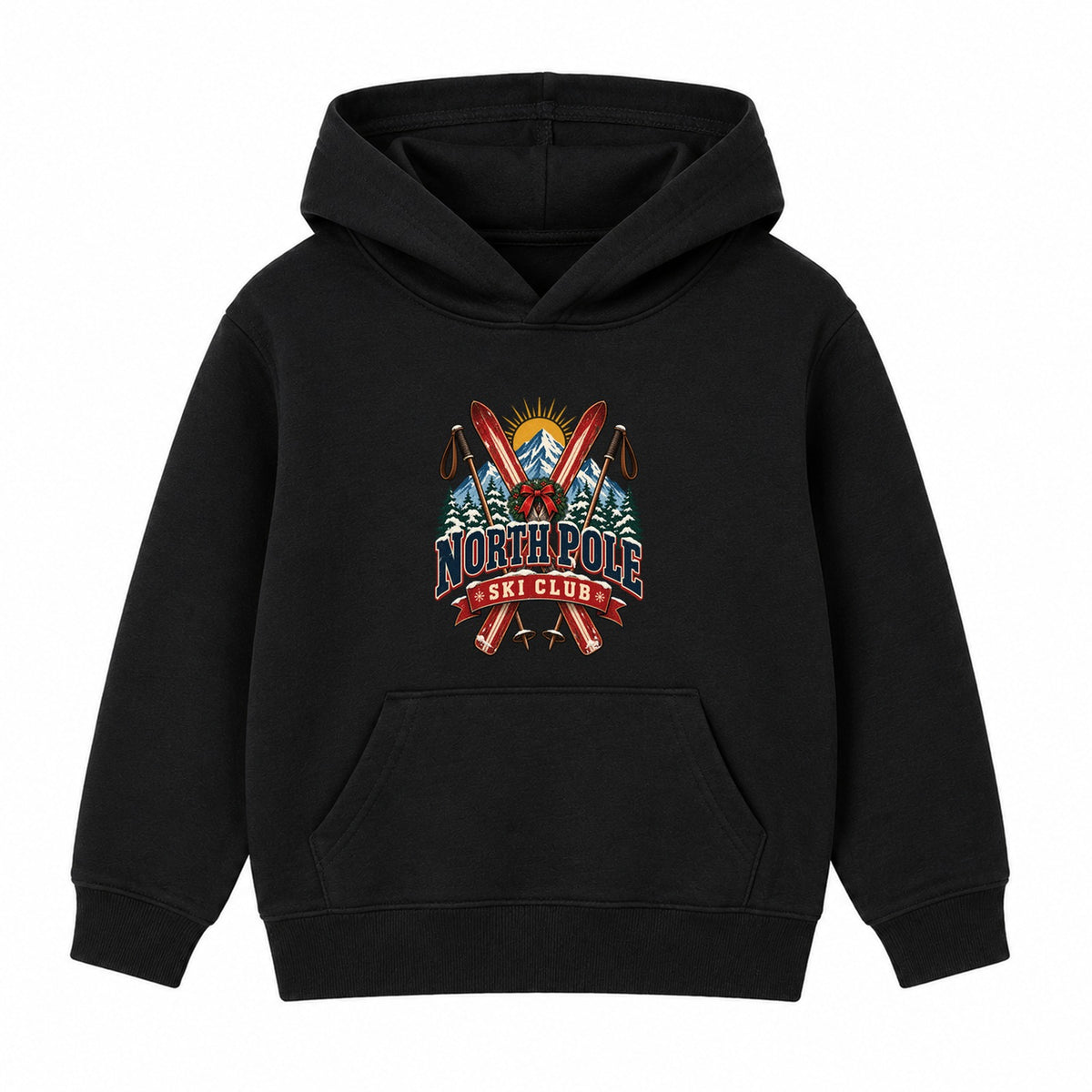North Pole Ski Club adult Christmas hoodie - Black