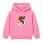 Skiing Christmas Bear kids Christmas hoodie - Pink