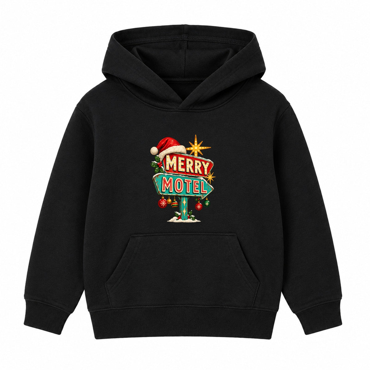 Merry Motel adult Christmas hoodie - Black