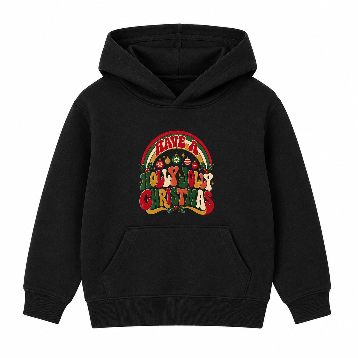 Holly Jolly Christmas adult Christmas hoodie - Black