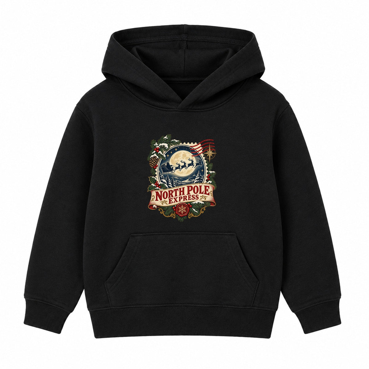 North Pole Express adult Christmas hoodie - Black