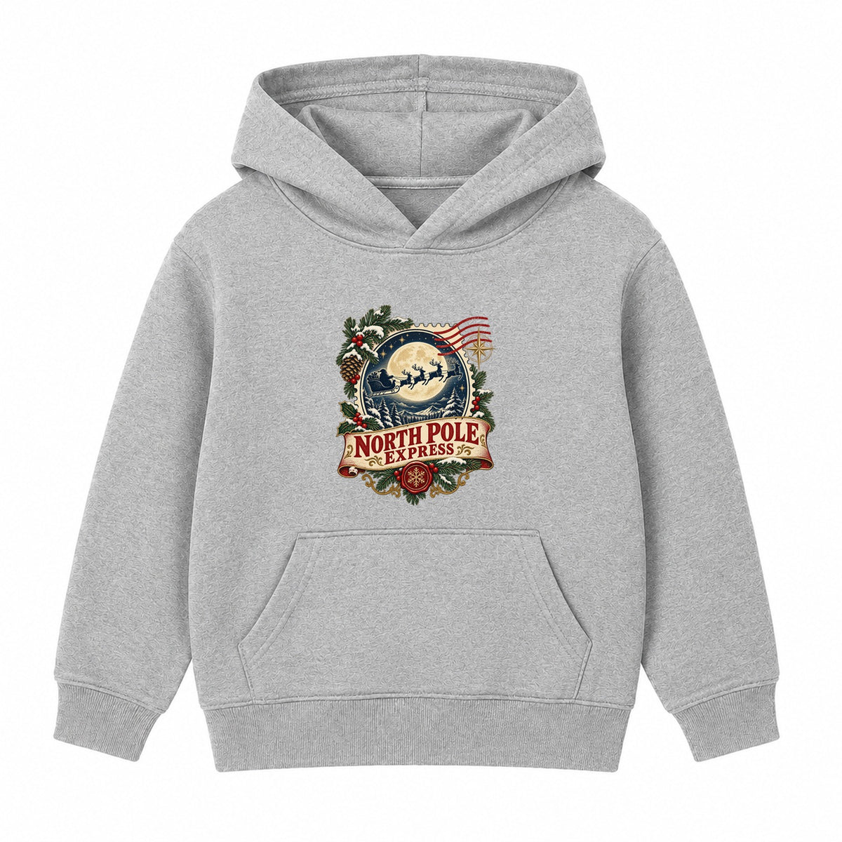 North Pole Express adult Christmas hoodie - Heather Grey
