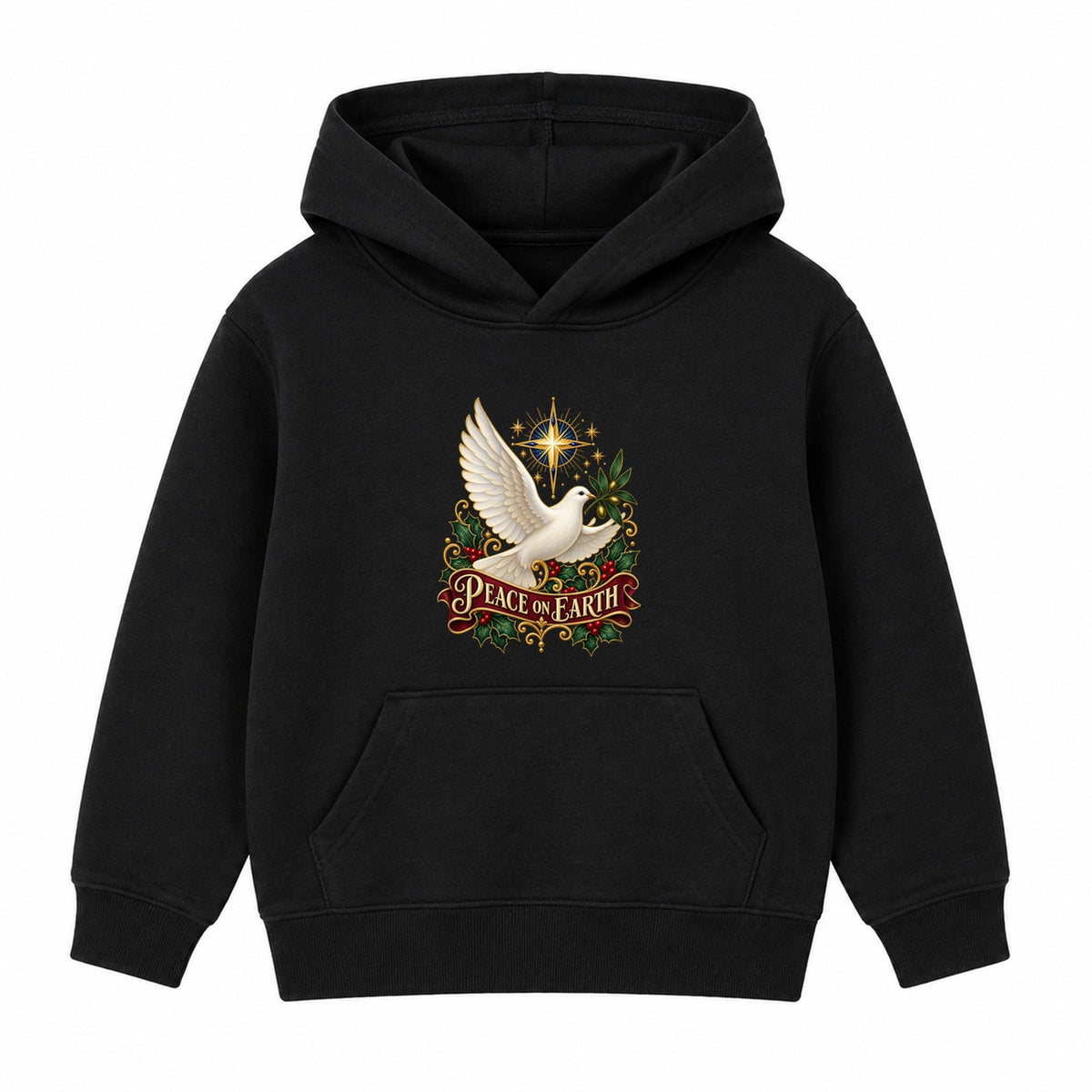 Peace On Earth adult Christmas hoodie - Black