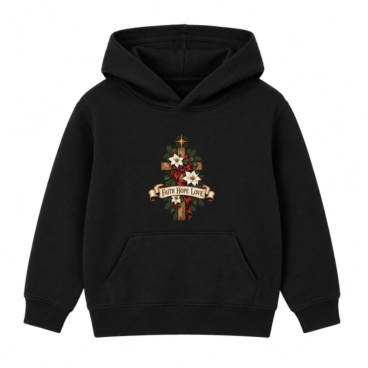 Faith Hope Love adult Christmas hoodie - Black