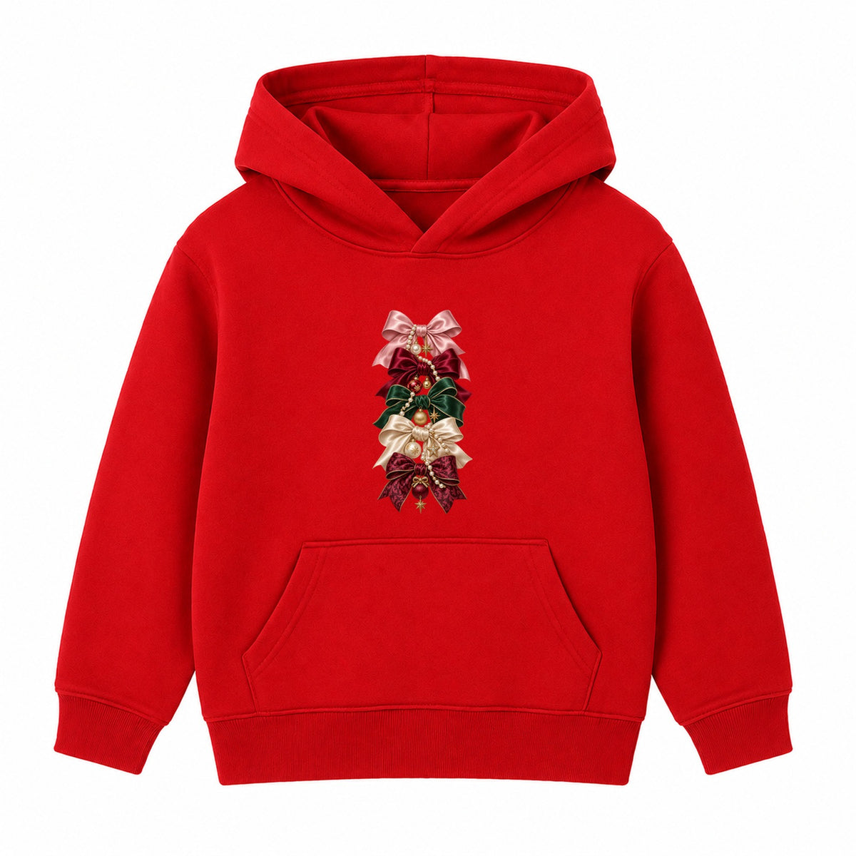 Christmas Bow Stack adult Christmas hoodie - Red
