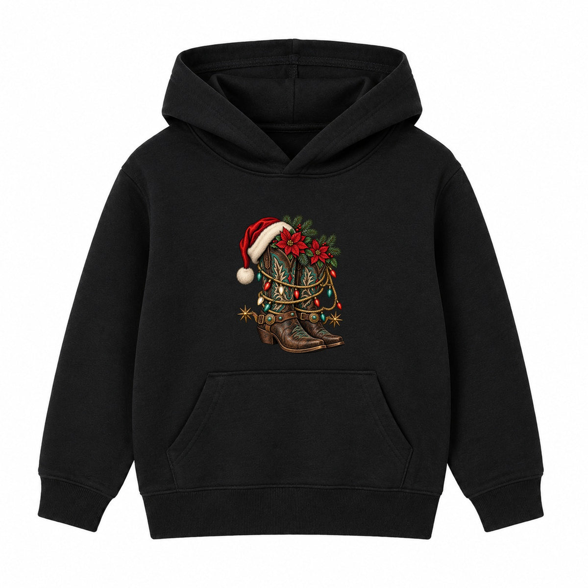 Western Christmas Boots adult Christmas hoodie - Black
