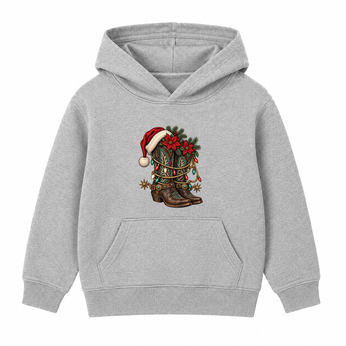 Western Christmas Boots adult Christmas hoodie - Heather Grey