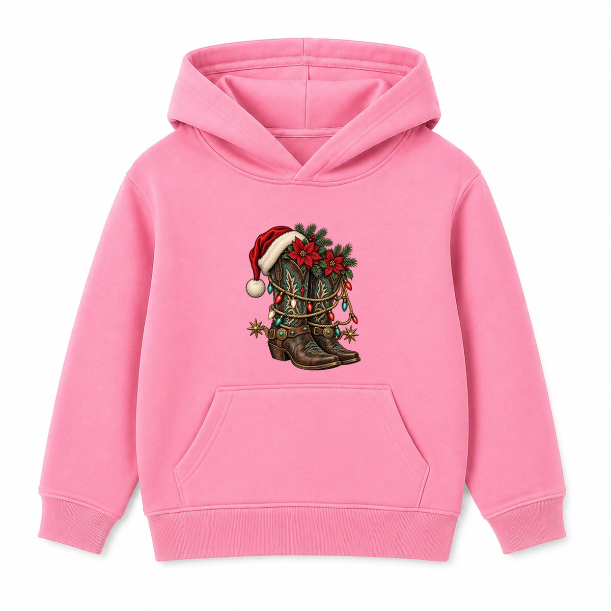 Western Christmas Boots adult Christmas hoodie - Pink