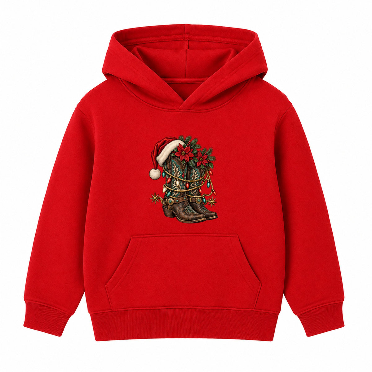 Western Christmas Boots adult Christmas hoodie - Red