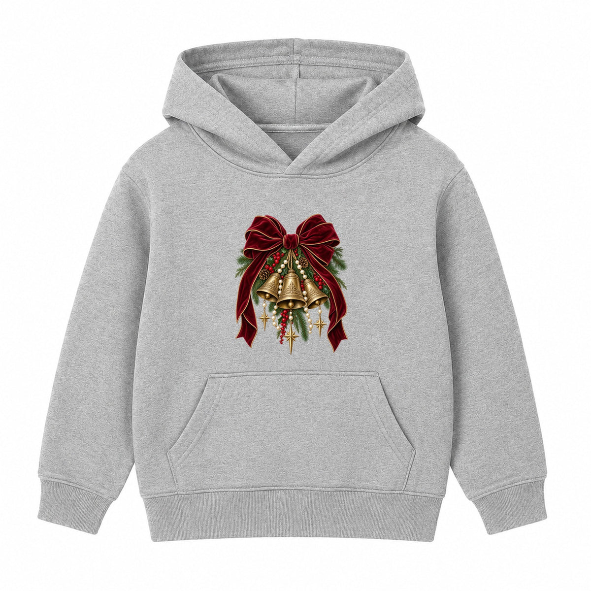 Velvet Bow Bells adult Christmas hoodie - Heather Grey