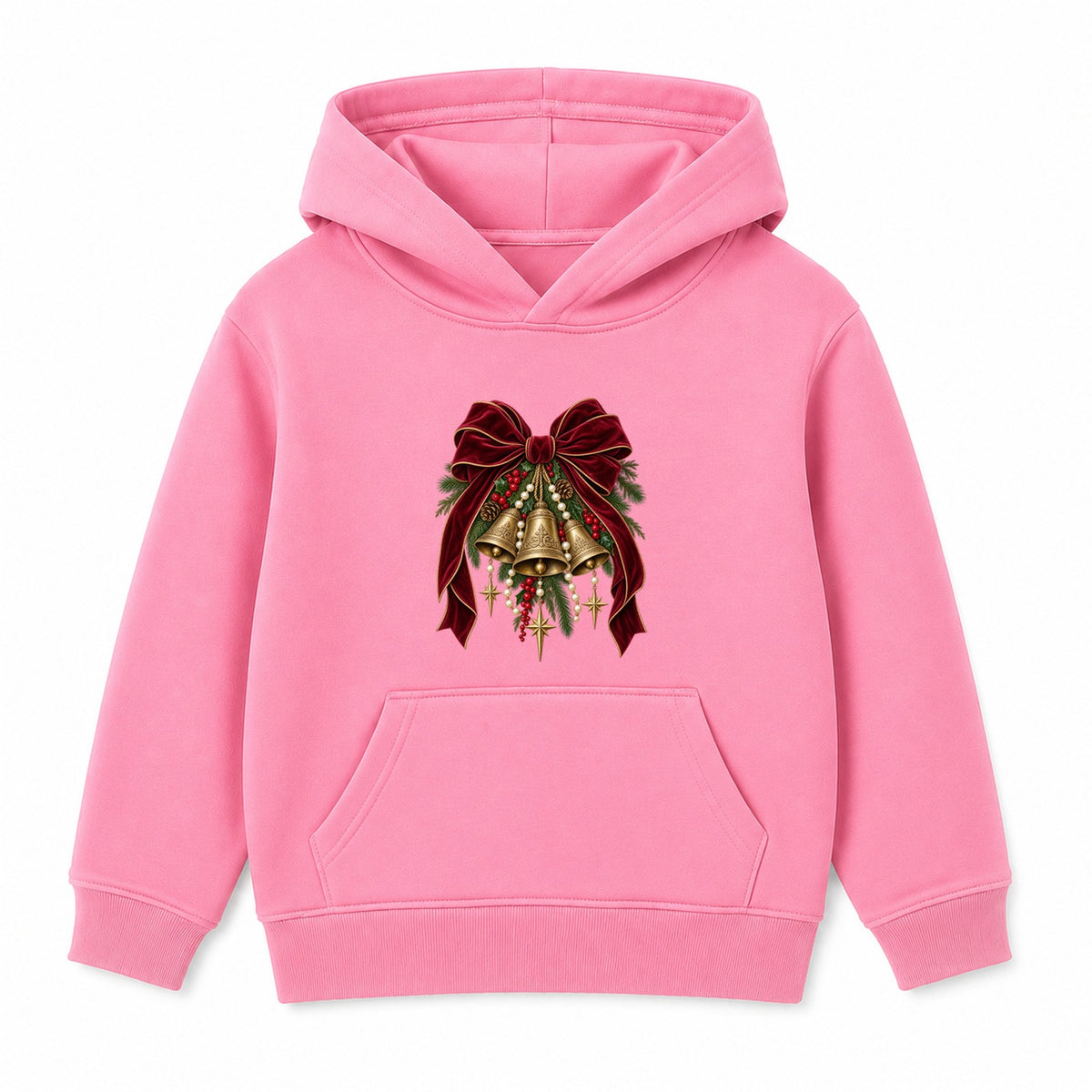 Velvet Bow Bells adult Christmas hoodie - Pink