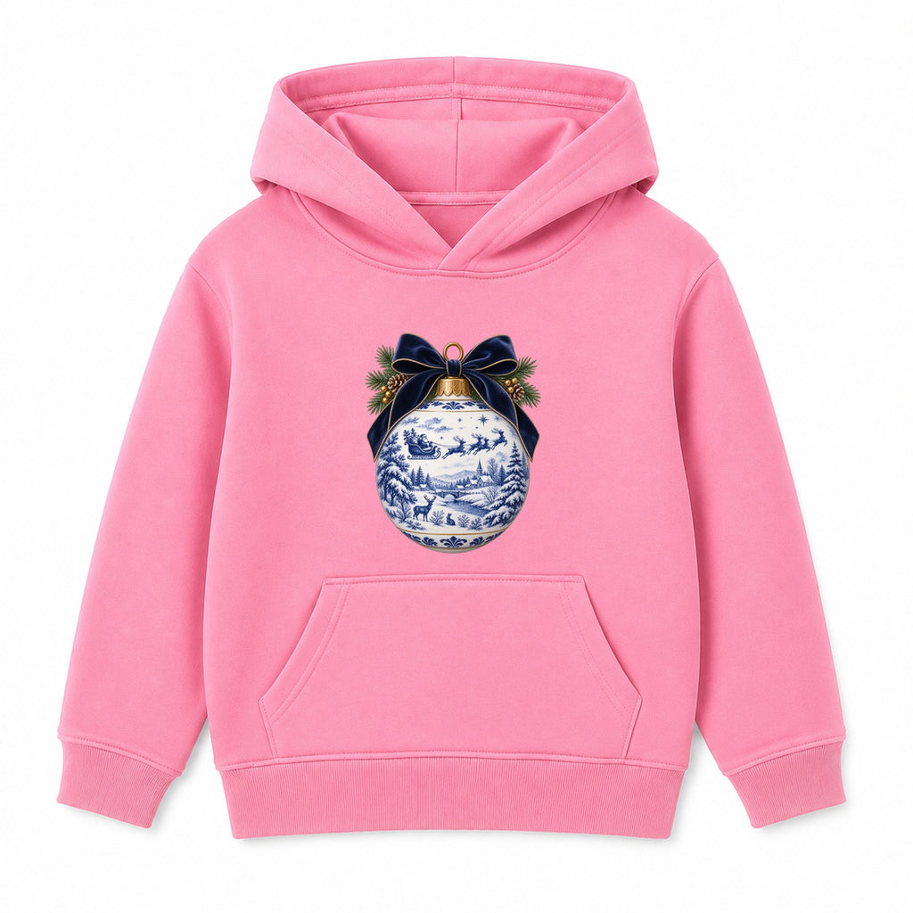 Blue Toile Bauble adult Christmas hoodie - Pink