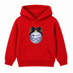 Blue Toile Bauble adult Christmas hoodie - Red
