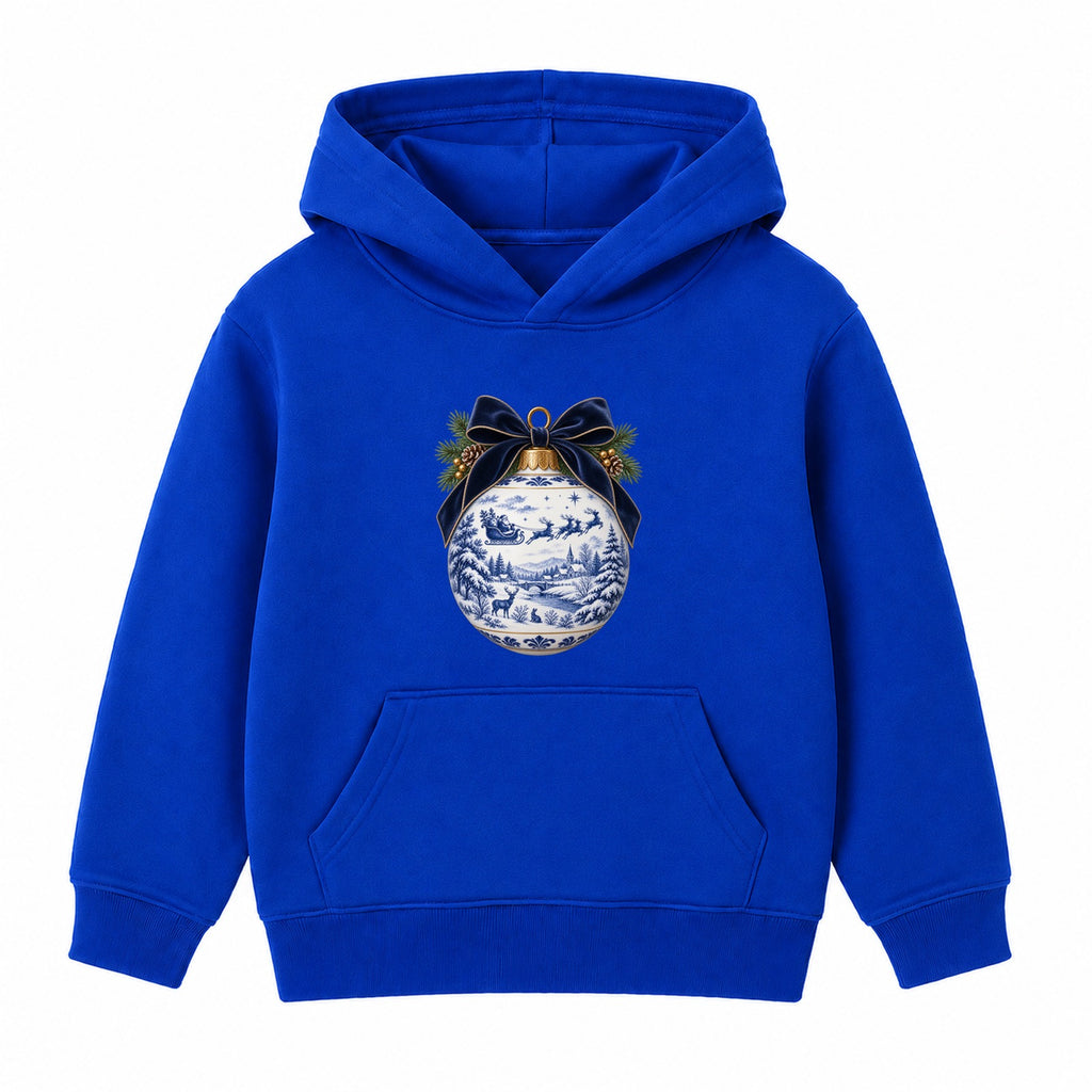 Blue Toile Bauble adult Christmas hoodie - Royal Blue