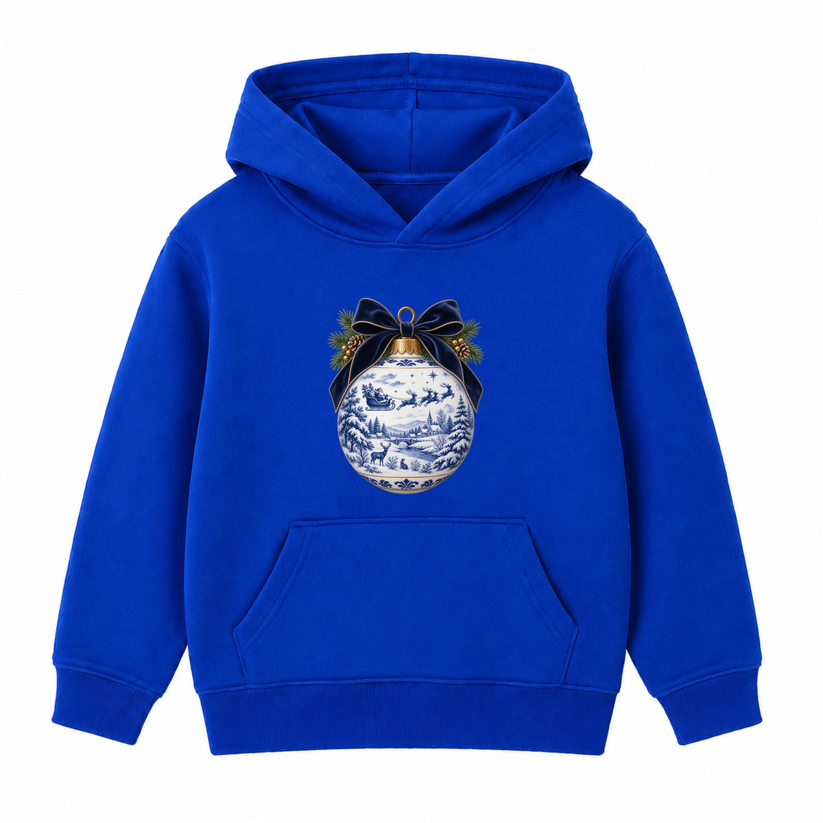 Blue Toile Bauble adult Christmas hoodie - Royal Blue