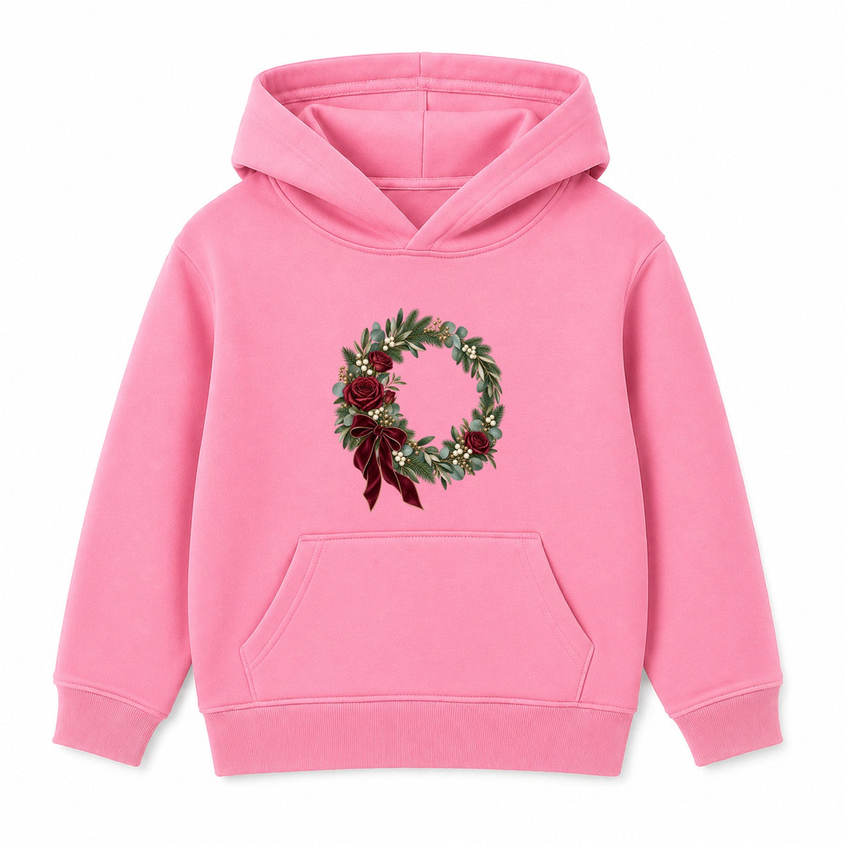Burgundy Rose Wreath adult Christmas hoodie - Pink