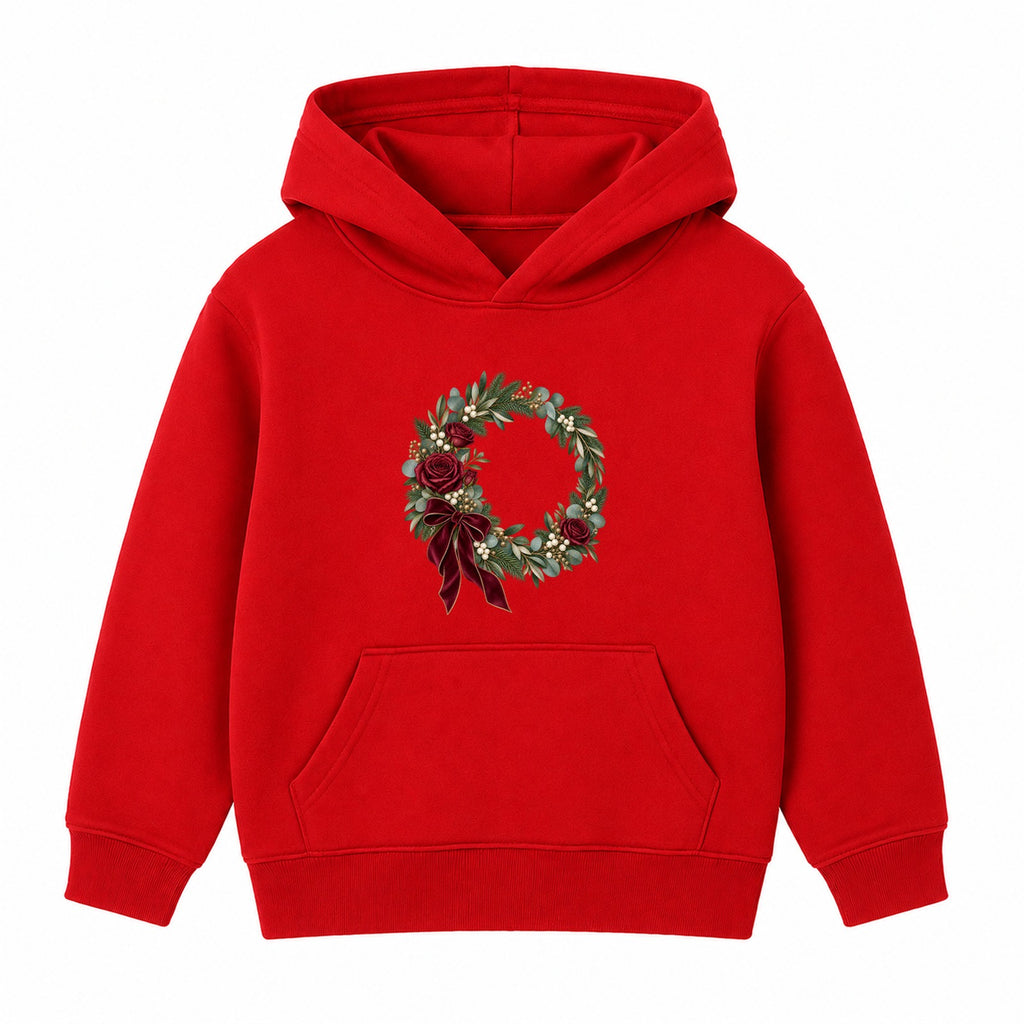 Burgundy Rose Wreath adult Christmas hoodie - Red