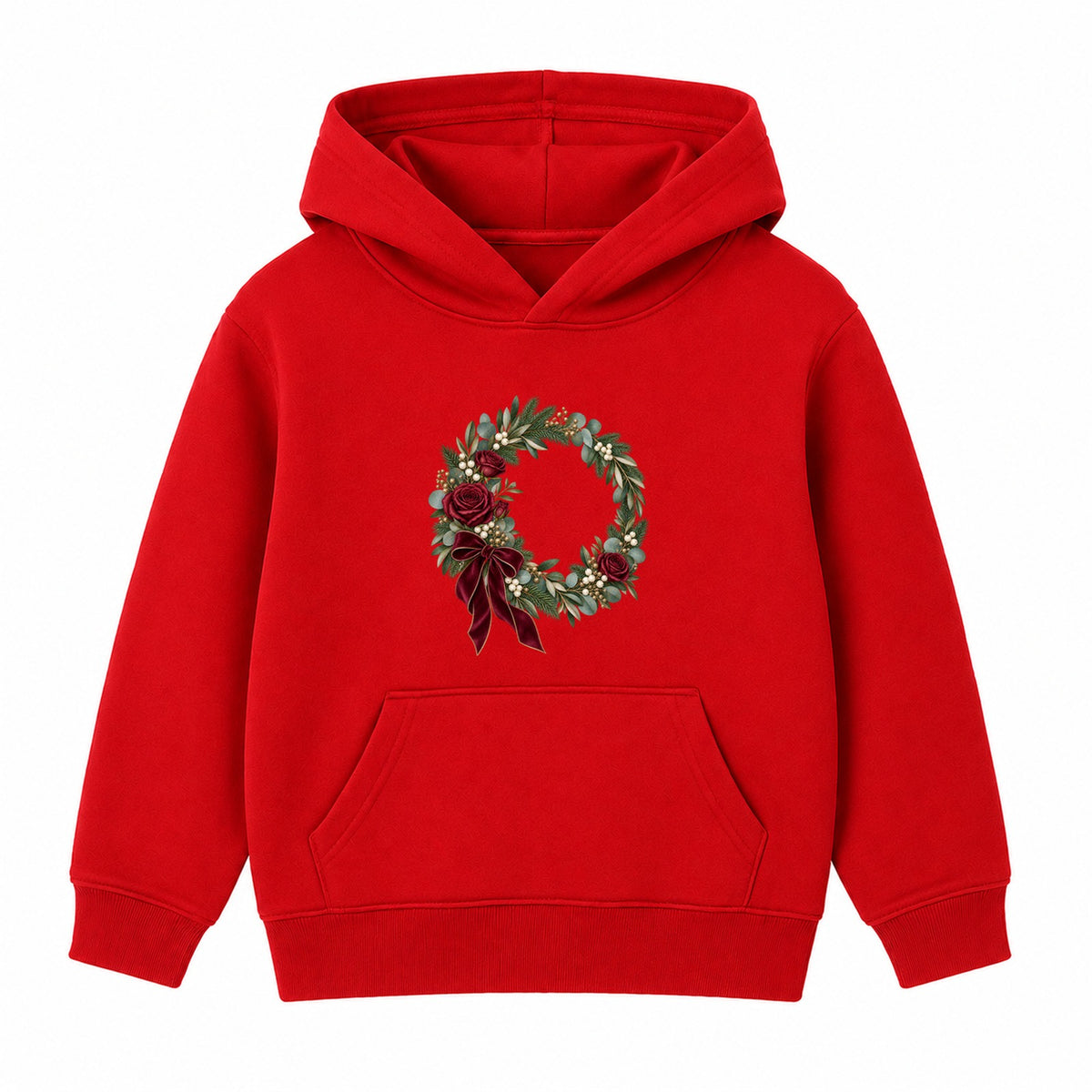 Burgundy Rose Wreath adult Christmas hoodie - Red