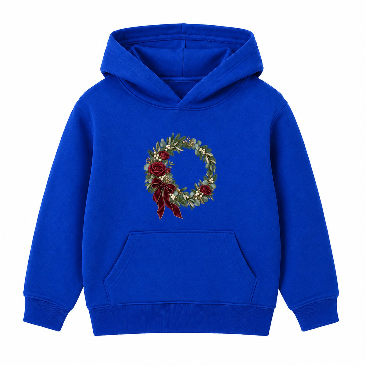 Burgundy Rose Wreath adult Christmas hoodie - Royal Blue