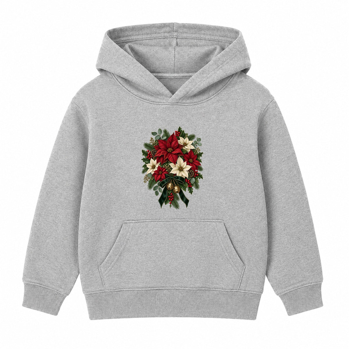 Poinsettia Bouquet adult Christmas hoodie - Heather Grey