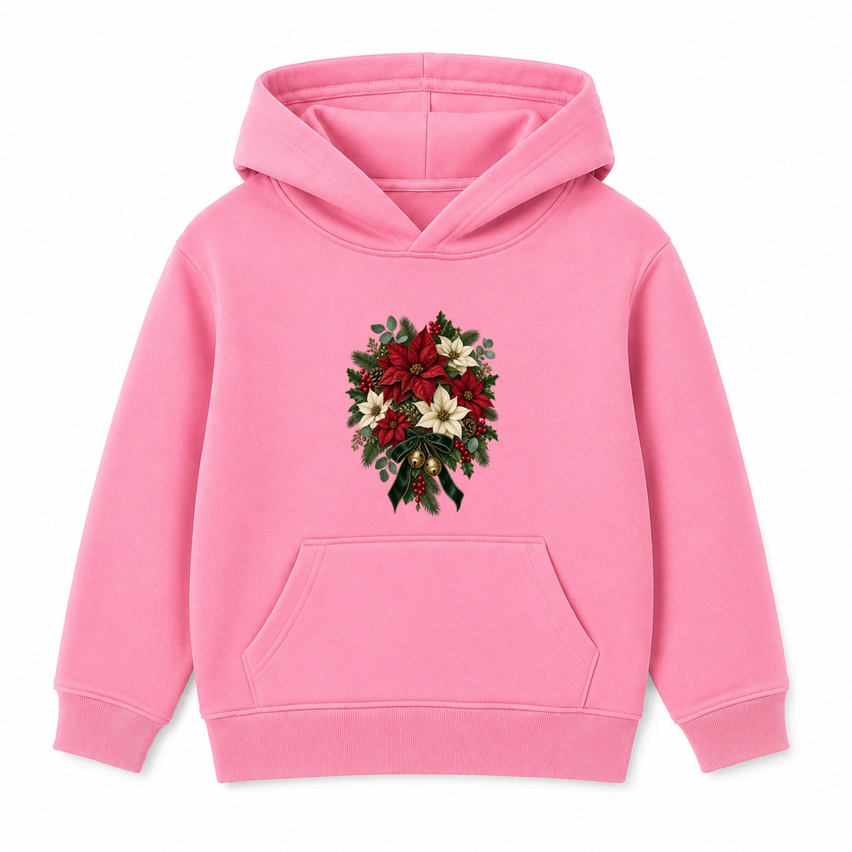 Poinsettia Bouquet adult Christmas hoodie - Pink