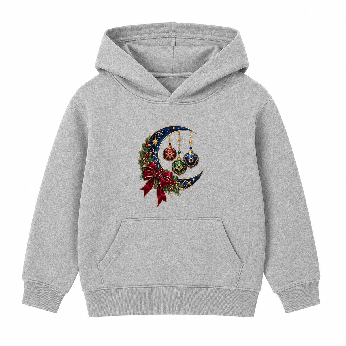 Celestial Christmas Moon adult Christmas hoodie - Heather Grey