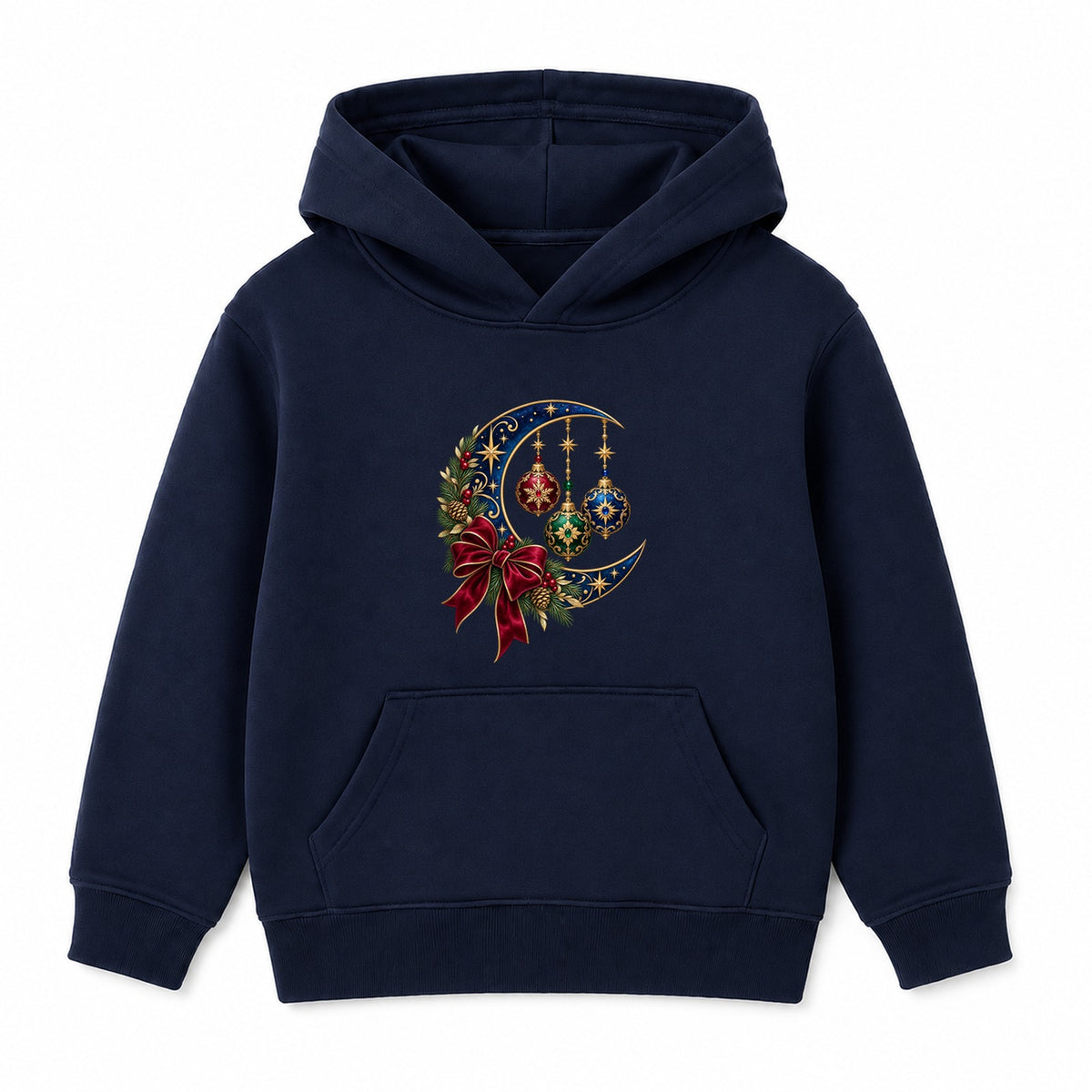 Celestial Christmas Moon adult Christmas hoodie - Navy