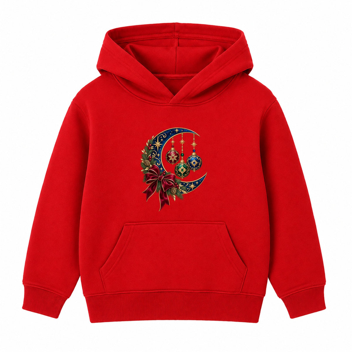 Celestial Christmas Moon adult Christmas hoodie - Red