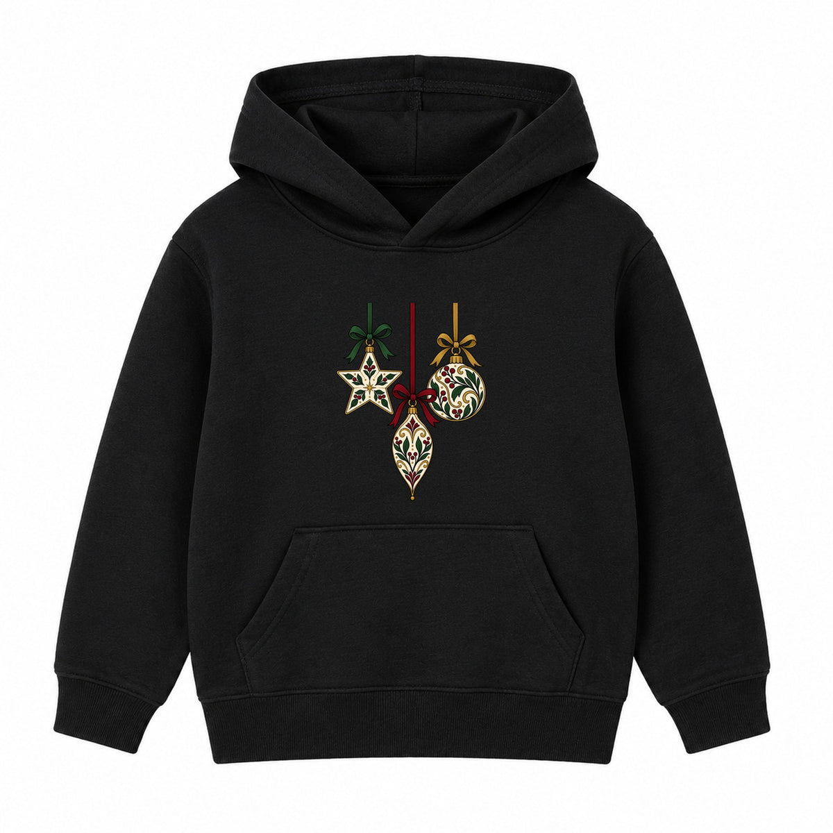 Botanical Baubles adult Christmas hoodie - Black