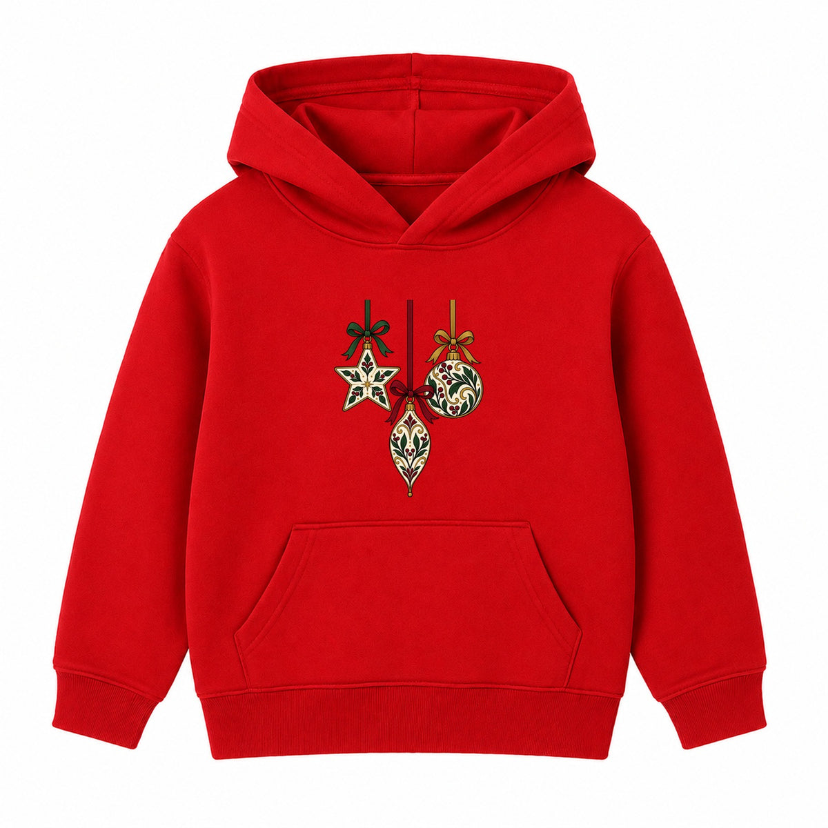 Botanical Baubles adult Christmas hoodie - Red