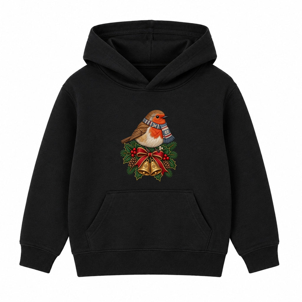 Christmas Robin adult Christmas hoodie - Black