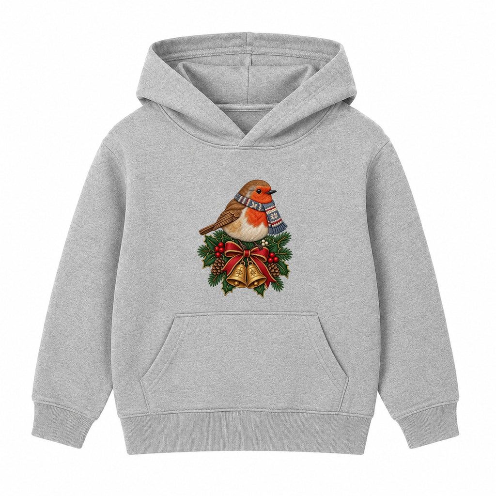 Christmas Robin adult Christmas hoodie - Heather Grey