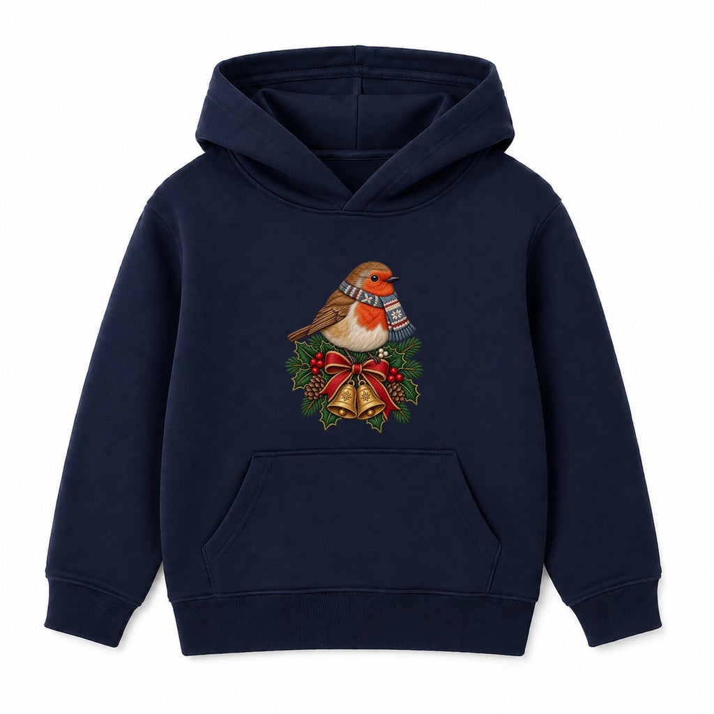 Christmas Robin adult Christmas hoodie - Navy