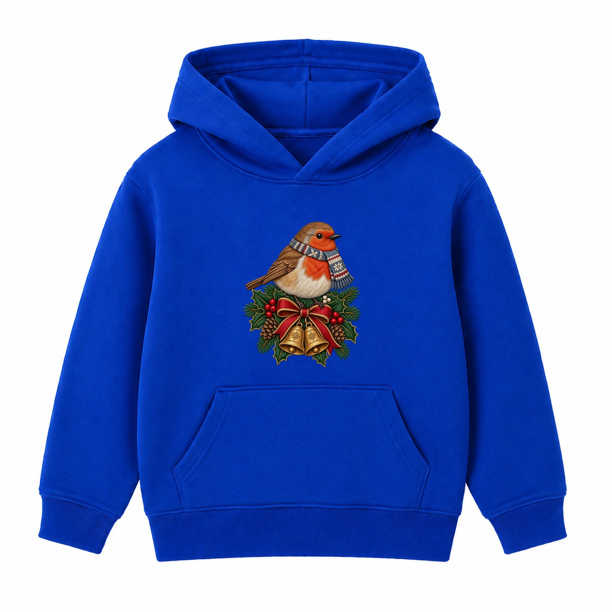 Christmas Robin adult Christmas hoodie - Royal Blue
