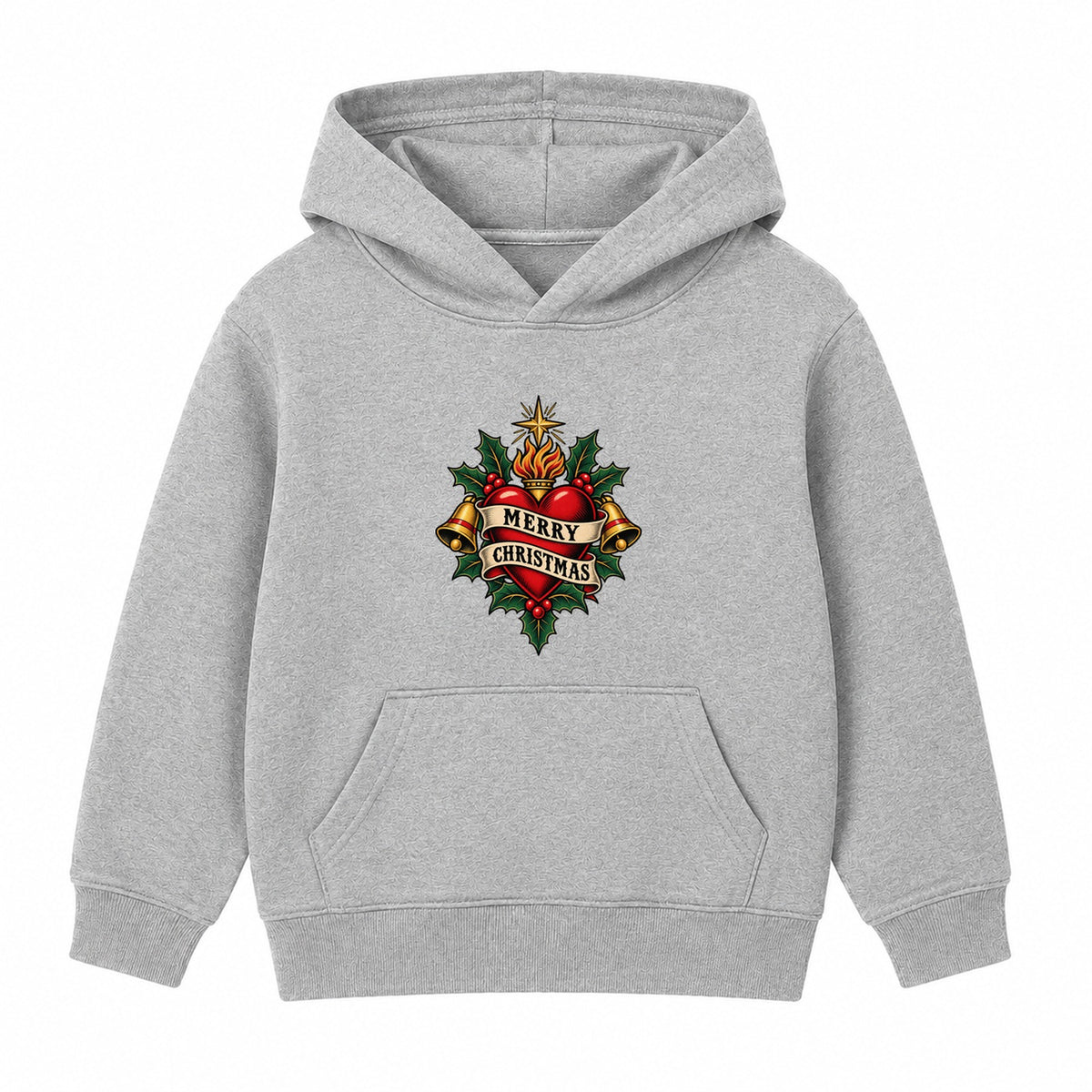 Merry Christmas Heart adult Christmas hoodie - Heather Grey