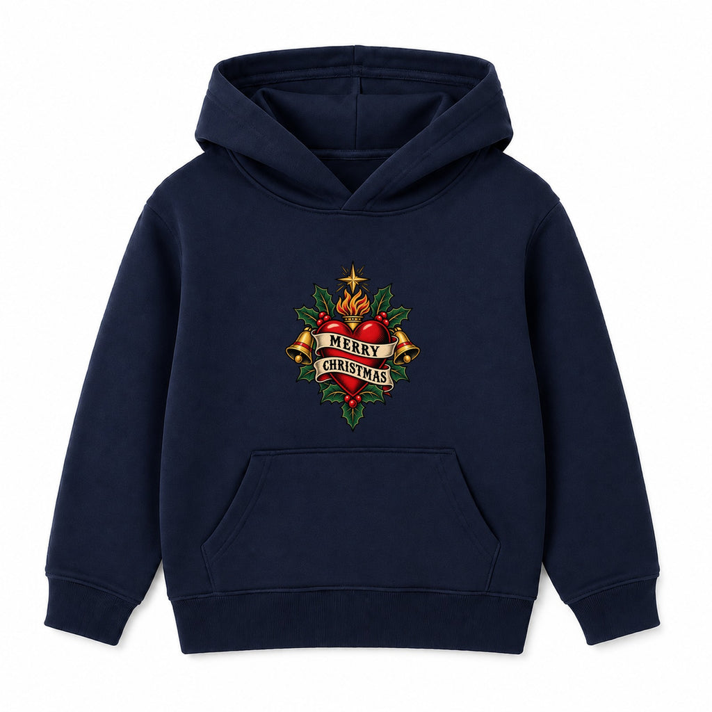 Merry Christmas Heart adult Christmas hoodie - Navy