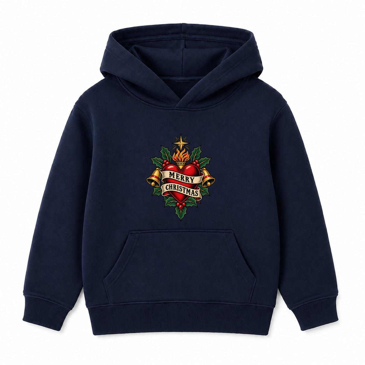 Merry Christmas Heart adult Christmas hoodie - Navy