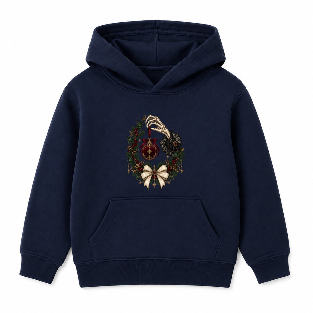 Skeleton Hand Bauble adult Christmas hoodie - Navy